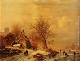 Famous Winter Paintings - Figures In A Frozen Winter Landscape
